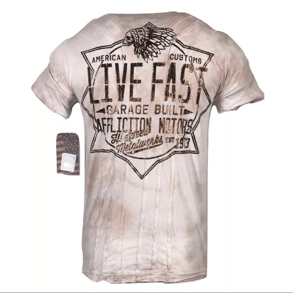 AFFLICTION Men's T-Shirt SPEED METALWORK Biker - Picture 2 of 8